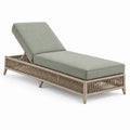 Chaise longue de jardin 200 x 70 x 85 cm en fibres tressées beige avec coussin vert et dossier réglable